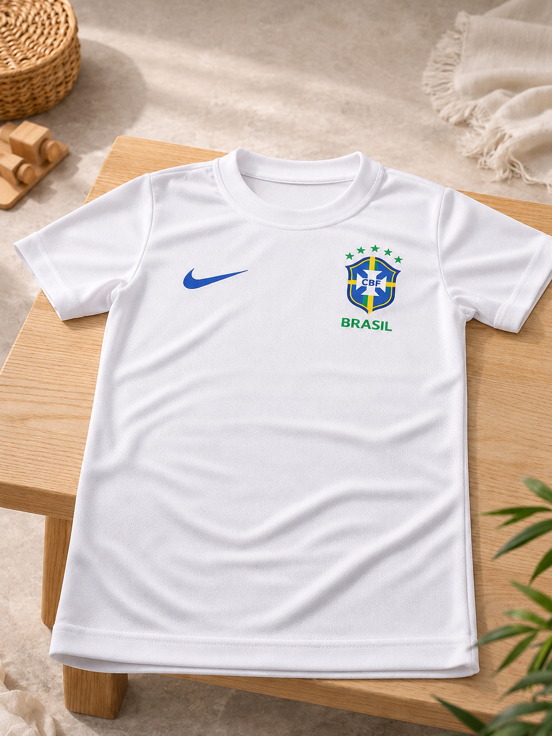 Camiseta Infantil Brasil Branca Estilo Seleção