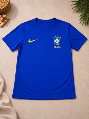 Camiseta Infantil Brasil Azul Estilo Seleção