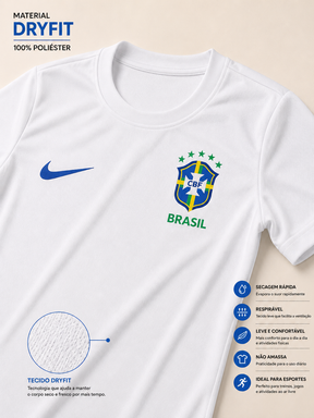Camiseta Infantil Brasil Branca Estilo Seleção