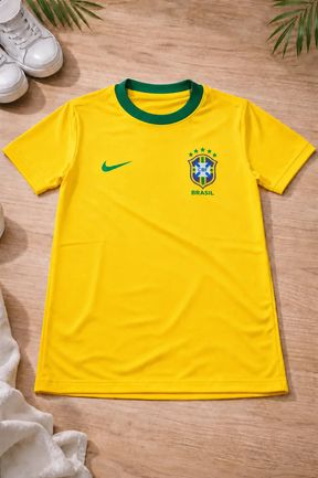 Camiseta Infantil Brasil Amarela Estilo Seleção
